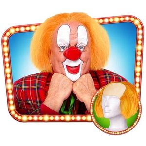 Witbaard Pruik Clown Heren Oranje One-size