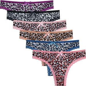 Strings Dames Katoen - 6 - Pack - Maat M - Panter mix kleur - Dames slips