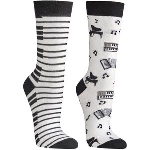Grappige sokken | Dames sokken | Heren sokken | Thema: Piano | Merk: Feterz | Maat: 36-41 / 42-47 | 2 Paar