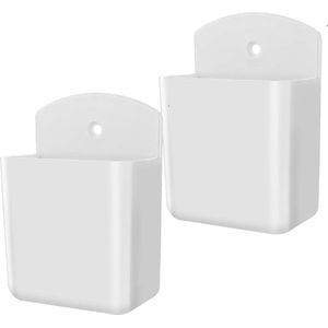 2 stuks witte afstandsbedieninghouders - multifunctionele kunststof houder - wandmontage - afstandsbedieningshouder - mobiele telefoon - content