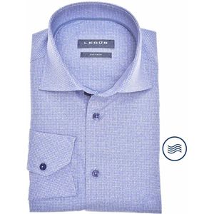 Ledub modern fit overhemd - middenblauw mini dessin - Strijkvriendelijk - Boordmaat: 37