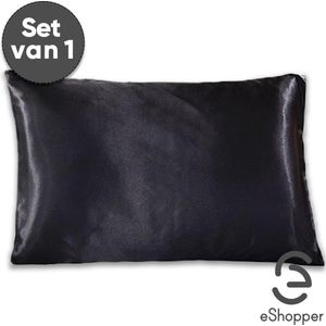 eShopper Satijnen Kussensloop – Beauty – Silk Pillowcase – Anti Allergeen – Haarverzorging – Huidverzorging – Zwart – 60 x 70