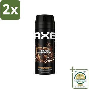 Axe Deodorant Bodyspray Dark Temptation 150 ml - Voordeelverpakking - 2 stuks - Deodorant bodyspray - Geurbeheersing