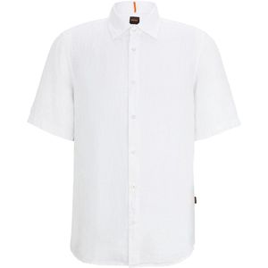 BOSS - Rash Short Sleeve Overhemd Linnen Wit - Heren - Maat L - Regular-fit
