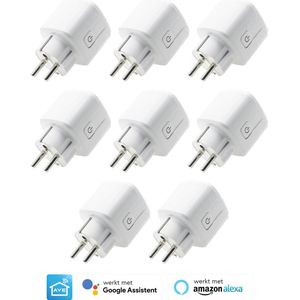 AyeWay Slimme Stekker met Energiemeter - Smart Plug - WiFi Stopcontact - Werkt met Google Home & Alexa - iOS & Android - 8 Stuks