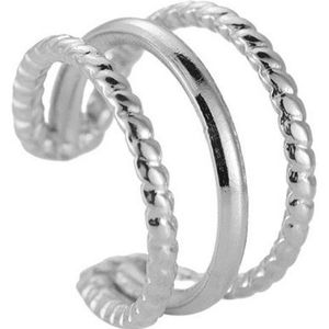 Dottilove - Reggie Triple Line earcuff - Roestvrij Staal - Minimalistisch - Sieraden - Zilver