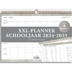 Hobbit - Familieplanner Spiraal - 2024-2025 - 1 week op 1 pagina - A3 (29,7 x 42 cm) - Verfstructuur Aardetinten