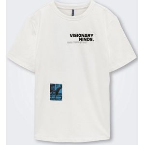 Only t-shirt jongens - ecru - KOBcalvin - maat 116