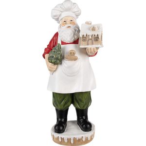 Clayre & Eef Beeld Kerstman 59 cm Wit Rood Polyresin Kerstfiguren