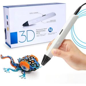 Professionele 3D-pen - 3D Pennen Tekenset - Met OLED-scherm - 130 à 230 °C Verstelbaar - DIY 3D Graffiti Pen - 3D-printers - Met adapter - Tekenset - 3D pen starterspakket - Knutselen Meisjes & Jongens - Wit