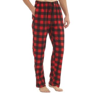 Comfortabele heren pyjamabroek - fleece, geruit, warm, met zakken en trekkoord voor de winter