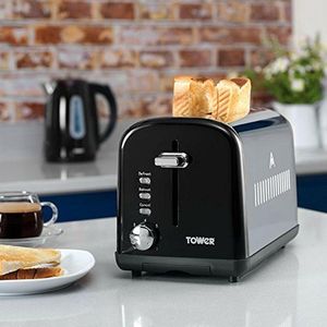 Tower S / Steel 2 S Toaster  broodrooster Zwart met variabele bruiningsregeling 900W