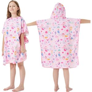 Microfiber poncho handdoek kinderen strandponcho met capuchon voor meisjes jongens zwemmen camping baden, zeemeermin