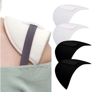 2 paar schoudervullingen van schuimspons - schoudervullingen van ademend schuim met een dikte van 1,5 cm - schuimspons voor schoudervullingen van kleding - schouderbeschermer - schoudervullingen van colbert T-shirt (zwart + wit)