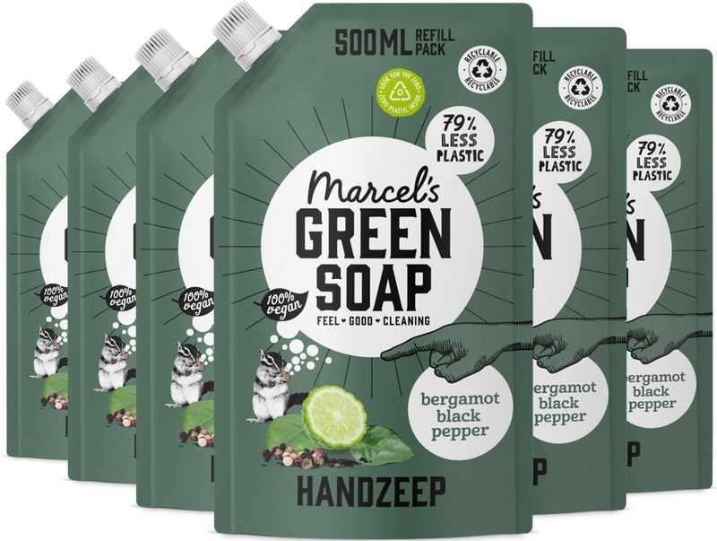 Marcel's Green Soap - Handzeep - Zwarte Peper en Bergamot - Navulverpakking - 3000 ml