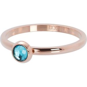 iXXXi Jewelry - Vulring - Rosegoudkleurig - 1 zirconia water blue - 2mm - maat 19