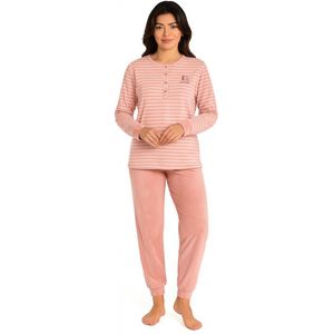 Cocodream - Velours dames pyjama - winter - roze gestreept - Maat M