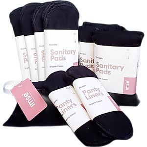 ImseVimse Full cycle kit - zwart - set / pakket wasbaar maandverband voor je complete menstruatie cyclus - voordeelpakket - 12 stuks dagverband, 6 stuks nachtverband en 6 stuks inlegkruisjes - duurzaam - herbruikbaar - zonder plastic