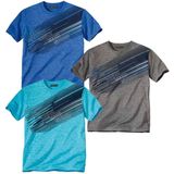 ATLAS FOR MEN - Set van 3 gevlamde T-shirts Sporting - Heren - Verkrijgbaar in grote maten - 5XL
