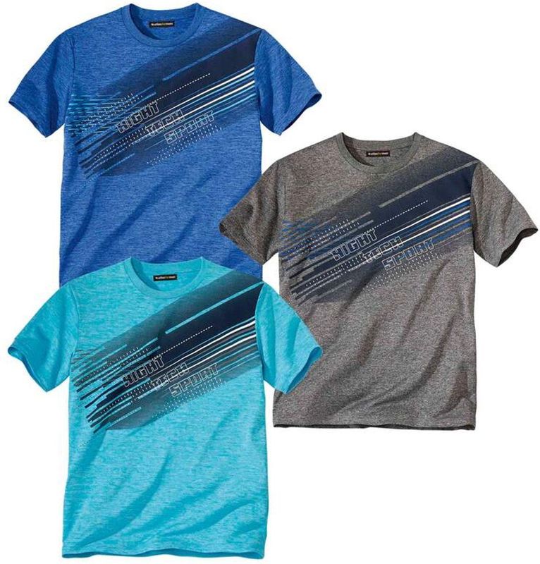 ATLAS FOR MEN - Set van 3 gevlamde T-shirts Sporting - Heren - Verkrijgbaar in grote maten - 5XL