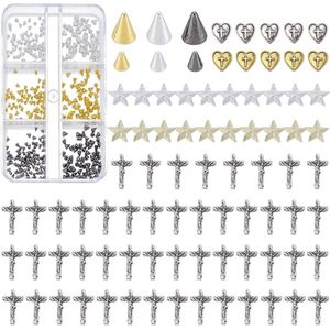 Allecto Plus - Punk Goth Nail Art Oorstekers Kralen Chroom Nagel Charms Kruis Hart Zilver Goud Nagel Edelstenen Kegel Spikes Legering Nagel Klinknagels Sieraden Voor Vrouwen met Gratis Verzending