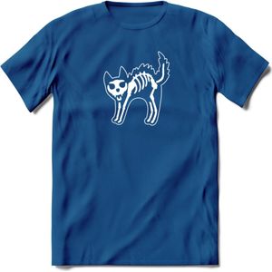 SKKKaleton - Katten T-Shirt Kleding Cadeau | Dames - Heren - Unisex | Kat / Dieren shirt | Grappig Verjaardag kado | Tshirt Met Print | - Donker Blauw - XXL