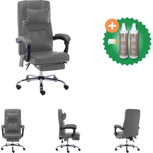 vidaXL Massage kantoorstoel kunstleer antraciet - Bureaustoel - Inclusief Onderhoudsset