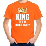 Koningsdag t-shirt King of the house party oranje voor kinderen / jongens - Woningsdag - thuisblijvers / Kingsday thuis vieren 116/134