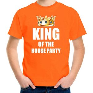 Koningsdag t-shirt King of the house party oranje voor kinderen / jongens - Woningsdag - thuisblijvers / Kingsday thuis vieren 116/134