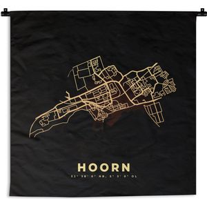 Wandkleed - Wanddoek - Hoorn - Plattegrond - Stadskaart - Kaart - 60x60 cm - Wandtapijt