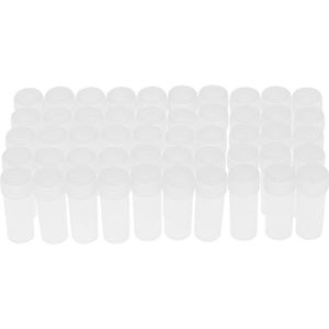 Lege Monsterflessen Plastic 5ml 50 Stuks - Transparant Opslagcontainer voor Poeder, Pillen, Zaden - Make-up, Olie, Laboratorium Gebruik