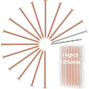 LALAGO 14pcs Solid Copper Nails 125mm Large Copper Nails with Steel Nails and Drilled Nails Long Copper Nails for Tree Killing Tree Stump Removal