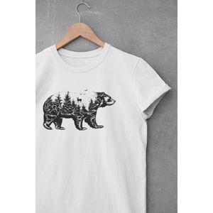 Shirt - Wild bear - Outdoor Goeroe | Avontuur | Buitensport | Natuur | Wandelen | Mountainbike | Klimmen | Survival | Outdoor | Kamperen | Boulderen | Wit