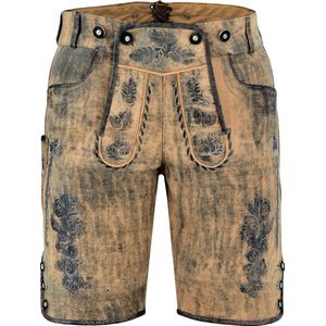 Lederhosen Man - Oktoberfest Heren - Authentic Handcrafted Authentic High Grained Suede Lederhosen - Bavarian Shorts - Maat - 60