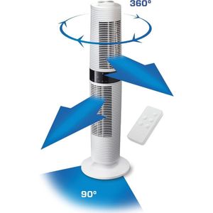 Clean Air Optima® CA-406W - Design Torenventilator - Ventilator met Temperatuursensor - Dynamische luchtstroom - Timerfunctie - Stoffilter - Oscillatie: 90º en 360º