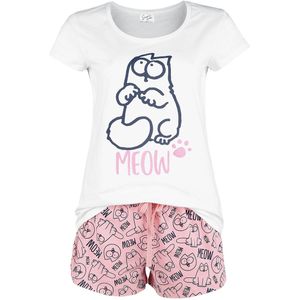 Simon's Cat Meow Pyjama wit-roze XL Katoen -