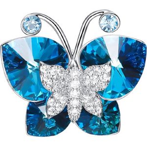 Blauwe Swarovski® Kristal Vlinder Broche