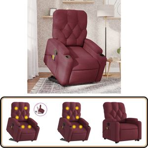 vidaXL Sta-op-massagestoel - verstelbaar - wijnrood Comfortstoel - Massageruimtelijke Meubels - Relaxfauteuil - Elektrisch Bedienbare Stoel - Sta Op Stoel
