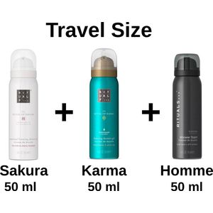 Rituals - Combi Set - Travel Shower Gels Set - Sakura 50 ml + Karma 50 ml + Homme 50 ml + Gift bag - Douche Gels - Douche Schuim - Travel Size