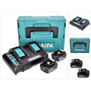 Makita Power Source Kit 18 V met 2x BL 1830 B 3.0 Ah accu ( 197599-5 ) + DC 18 SH dubbele lader ( 199687-4 ) + Makpac