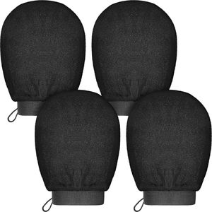 Exfoliërende wanten - verpakking van 4 - exfoliërende badwanten - zwart