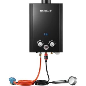 GASLAND BE264B Gasdoorstroomboiler, propaangas, 10 liter, voor camping, gastherme, 50 mbar, campingdouche, warm water met oververhittingsbeveiliging, voor camper, huisje, schuur [Energieklasse A+]