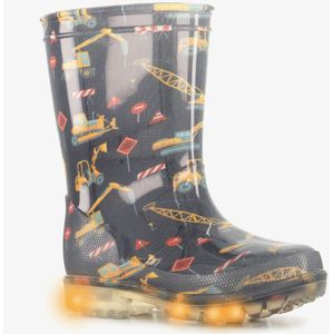 Kinder - Regenlaarzen - Zwart - Met Graafmachines en Lichtjes - 100% Waterdicht