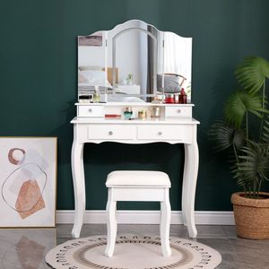 Make Up Tafel - Kaptafel Met Spiegel en Verlichting - Make Up Organizer - Sieradendoos