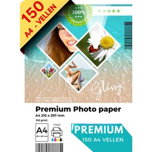 Fotopapier A4 - 150 Vellen - Mega Pack Maxenza Glossy Fotopapier A4 210g/m² - Wit - FSC Gekeurd - Duurzaam & Hoogwaardig voor Perfecte Afdrukken