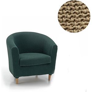 Stoelhoes Milan voor Ronde Fauteuil - beige - Bi-stretch, Ademend katoen - Fauteuilhoezen voor Kuipstoelen 70-80cm Breed