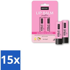 15 x Sence Lippenbalsem Sensitive 2 stuks per verpakking - Lippen Beschermen - Lippenbalsem Duo - Verzorging Lippen