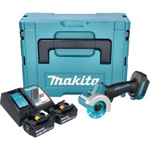 Makita DMC 300 RTJ accu haakse slijper 18 V 76 mm borstelloos + 2x accu 5.0 Ah + lader + Makpac