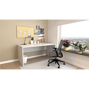 Schreibtisch Nuvi, 160 cm x 80 cm x 75 cm, grau Dekor
