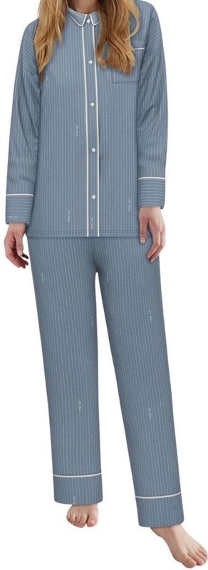 Tom Tailor - Pyjama - Blauw - Lange Broek - Nachtgoedcollectie